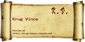 Krug Vince névjegykártya